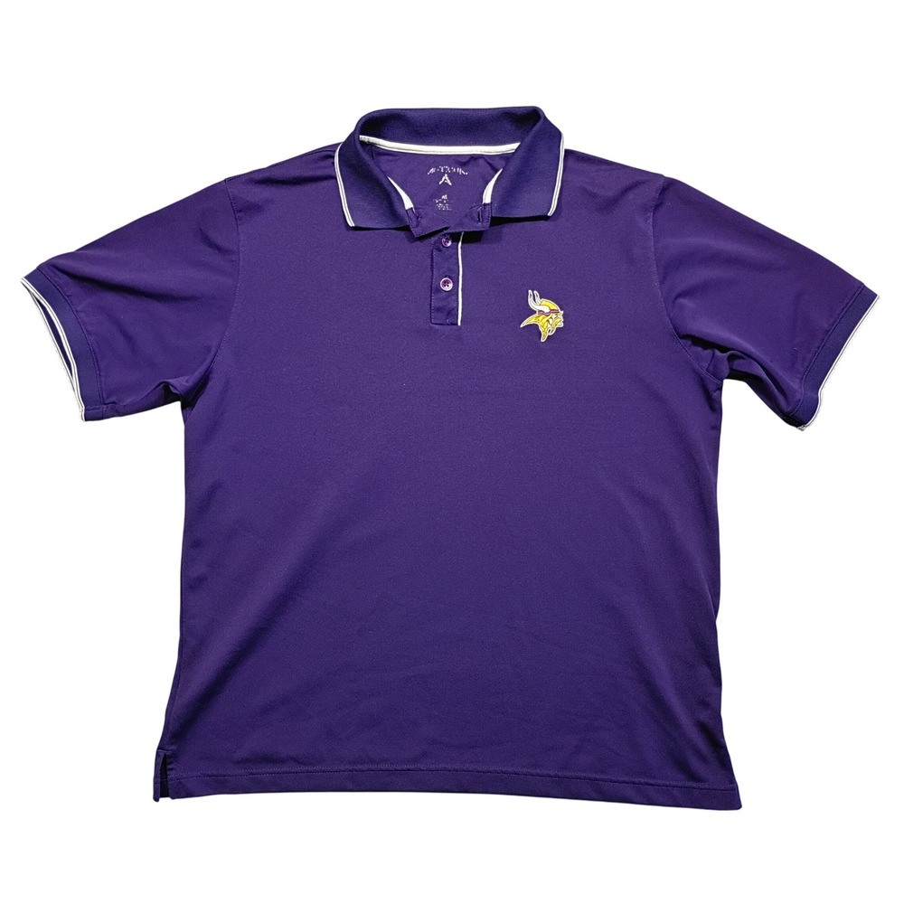 Minnesota Vikings Antigua Polo Shirt Mens M NFL Football Embroidered Purple